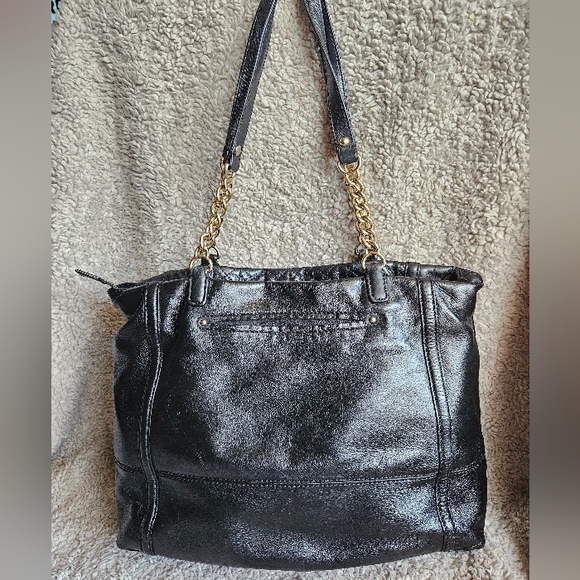 EUC B. Makowsky quilted black leather purse chain strap zip enclosure hobo bag - Picture 11 of 16